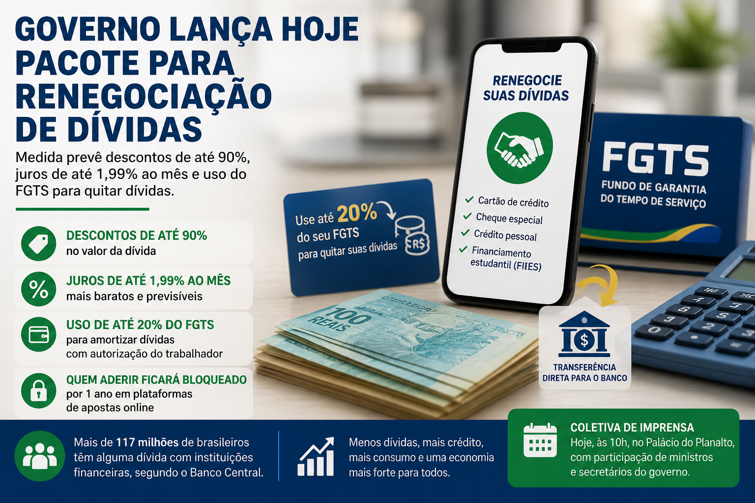 Governo lança hoje pacote para renegociação de dívidas e aliviar pressão no bolso dos brasileiros